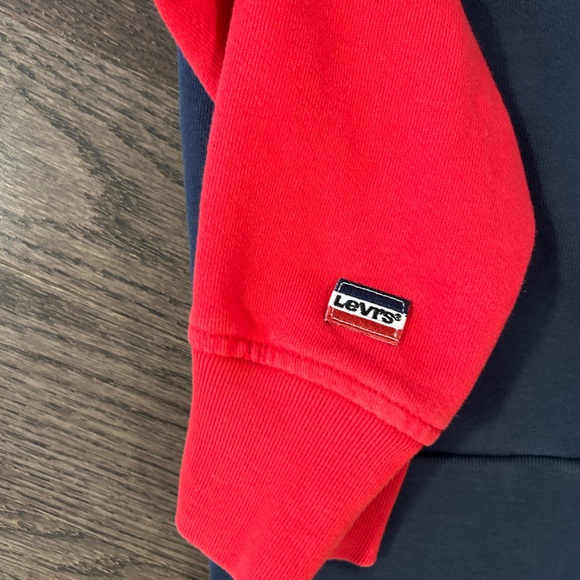 Levi's Red and Blue Color-Block Hoodie Sweatshirt - Picture 3 of 4